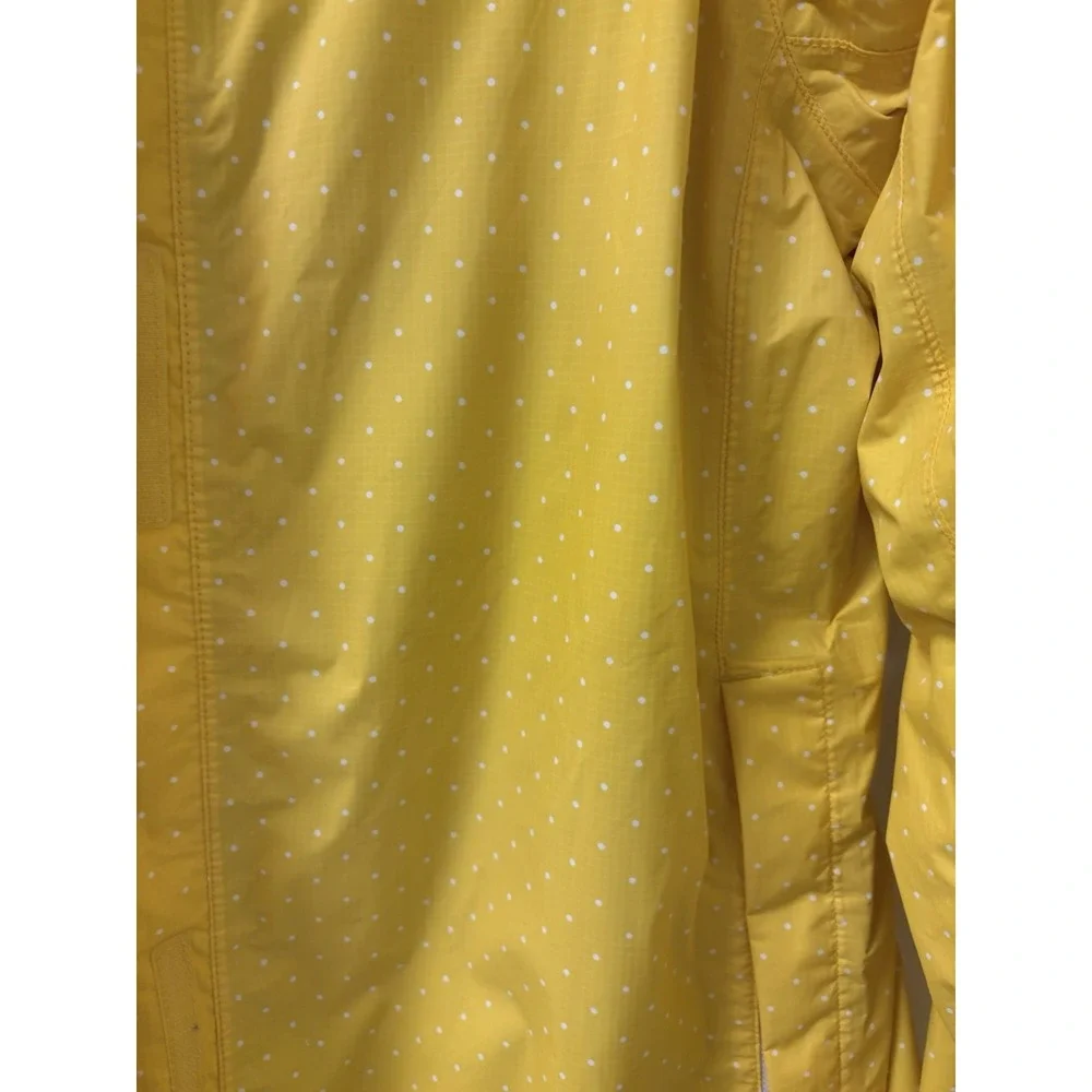 The North Face Rain Jacket Women's Yellow Polka Dot Hooded Zip Sz XL